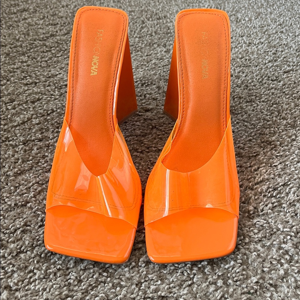 Fashion Nova Vibrant Orange Slide Heels